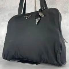 美品✨PRADA トートバッグ A4 肩掛け ハンド ナイロン レザー ブラック