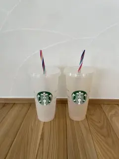スターバックス クリアタンブラー 2個セット レインボーストロー