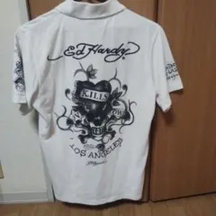 Ed Hardy ポロシャツ ホワイト スカル刺繍のサムネイル