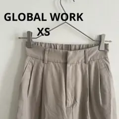 【GLOBAL WORK】グローバルワークベージュ タック入り ワイドパンツXS