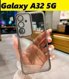 Galaxy A32 5G レンズ保護フィルム付　透明ケース　黒　Galaxy