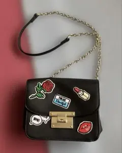 Honeys ハニーズ ショルダーバッグ 刺繍　ブラック　バッグ　WEG好きな方のサムネイル