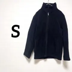 ブラック フリースジャケット S シンプル 無地 厚手 黒 アウター 冬