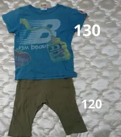 ジャム 半袖　Tシャツ 薄いコバルトブルー 130 　七分丈パンツ　120のサムネイル