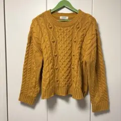 LOWRYS FARM ケーブルニットセーター M マスタード