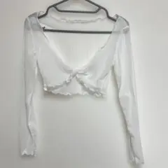 【新品】ホワイト クロップドトップ Vネック