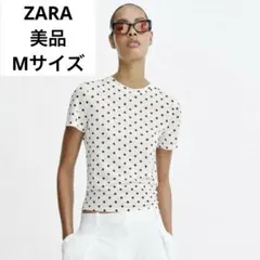 【ZARA】ザラ ドットプリントショートスリーブTシャツ Mのサムネイル