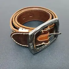 EDWIN エドウィン 本革 レザーベルト シルバーバックル ホワイトステッチ