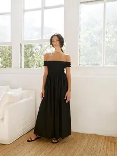 ⭕️ Matteau ブラック オフショルダー ロングワンピース S