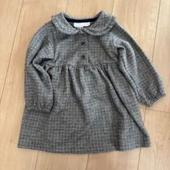ZARA美品チェックフリル襟付きワンピース　サイズ86（12-18months）