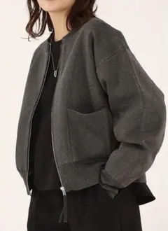 ノーカラージャケット グレー