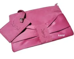 YSL ミラー付き　リボン　ポーチ