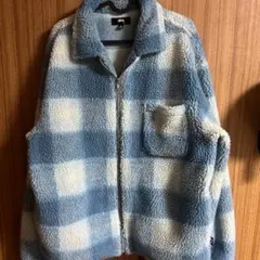 Stussy フリースジャケット L 青白チェック