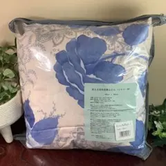 未使用 洗える 羽毛肌掛け布団 花 ブルー No.2