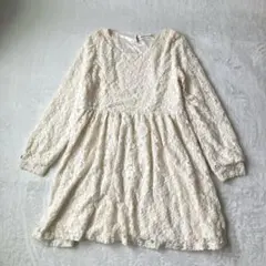 ヘルシーカレン　総レース ワンピース チュニック L アイボリー 長袖 華やかのサムネイル