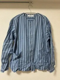 GREEN LABEL RELAXING 青系ストライプシャツ