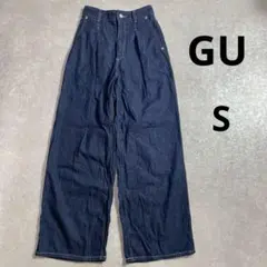 GU ライトデニムワイドパンツ　タックパンツ　Sサイズ