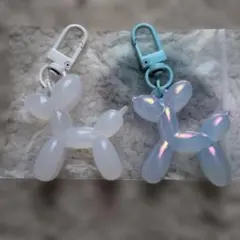 値下げ バルーンプードル　キーリング 白 水色
