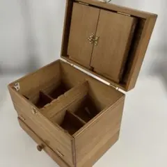 木製 メイクボックス 三面鏡付き 収納箱 30×22×高28㎝ 2.9kg