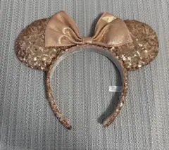 ディズニーランド ミニーマウス カチューシャ ピンク ゴールド スパンコール