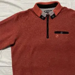 ●ニコルモリソン●ハーフジップニット LL オレンジ系 ゴルフ 裏起毛 セーター