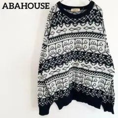ABAHOUSE アバハウス セーター 黒 白 古着コーデ 秋冬 モノトーン