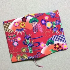 750:沖縄紅型風柄♪文庫本用ブックカバー（栞紐有り）☆ハンドメイド☆