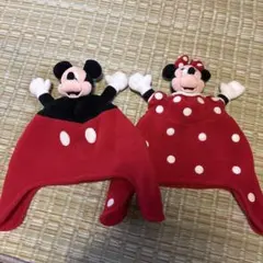 ミッキー・ミニー 耳付き帽子 2点セット