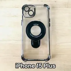 iPhone15plus ブラック クリア ケース レンズ フルカバー ラスト