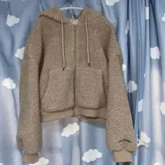 プードルボアジップジャケットショート丈 フード付き ボアジャケットアウター