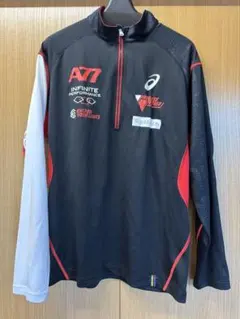 asics ウォームアップウェア Lサイズ 黒赤