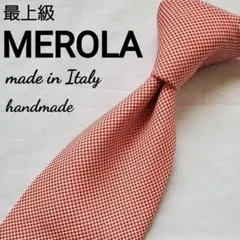 最上級　メローラ　merola レッド　ドット　ハンドメイドの上質なネクタイ