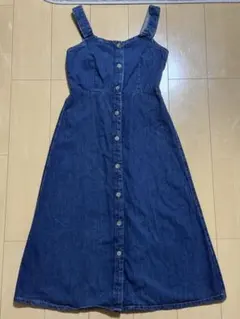 デニム サロペット ワンピース ボタン付き