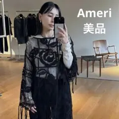 美品Ameri★MEDI LOOSE MESH FLOWER KNIT TOPS