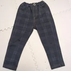 ダークグレー チェック柄 長ズボン　95センチ