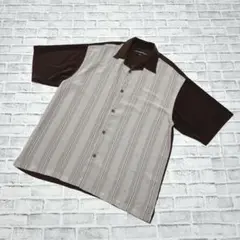 【SYLLABLES】オープンカラーシャツ 3XL 半袖 メンズ ブラウン系