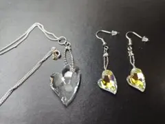 ハンドメイド スワロフスキー ネックレス ピアスセット