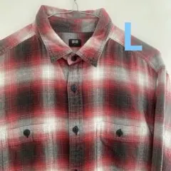 ユニクロ UNIQLOオンブレチェック ネルシャツ 赤 L