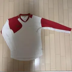 スポーツ用 Vネック長袖Tシャツ ホワイト/レッドのサムネイル