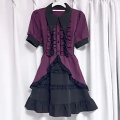 夢展望 ゴシック風バラボタンレースフリルボウタイワンピース M - メルカリ