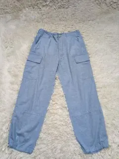 ポロラルフローレン　フレアパンツ　シェルボタン　ゆったり　ブルー