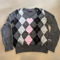 アーガイルデザイン ニット セーター