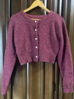 ラメシャギーニットカーディガン レッド ［mh30］