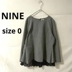 ナイン▶ドッキングブラウス サイズ0 グレー ストライプ柄 日本製 上品