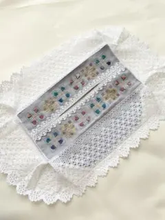 手刺繍　ティッシュボックスカバー