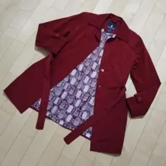 【LONDON FOG】ロンドンフォグ コート/裏地総柄/比翼ボタン/レッド系