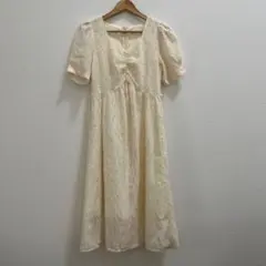 アイボリー レース パフスリーブ ワンピース
