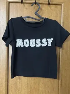 MOUSSY ブラック クロップドTシャツ