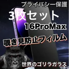 3枚セット！【iPhone16Pro Max】覗き見防止強化ガラスフィルム