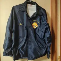破れあり ブルゾン ナイロン メンズ L ネイビー USA古着 90s 長袖